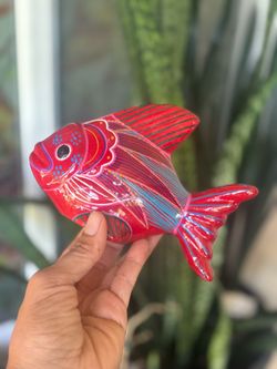 Vtg Mexican Folk Art Hand Painted Fish