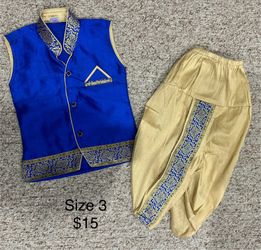 Toddler boy Size 3 Dhoti Vest Indian Kurta Set For Garba, Diwali Or Wedding 