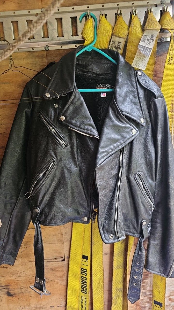 Brooks Leather Jacket Size 44