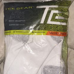 Tek Gear Men’s Quarter Crew White Socks 7 pack