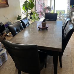Heavy Duty Dining Room Table, 6 Chairs And 2 Bar Stool Chairs