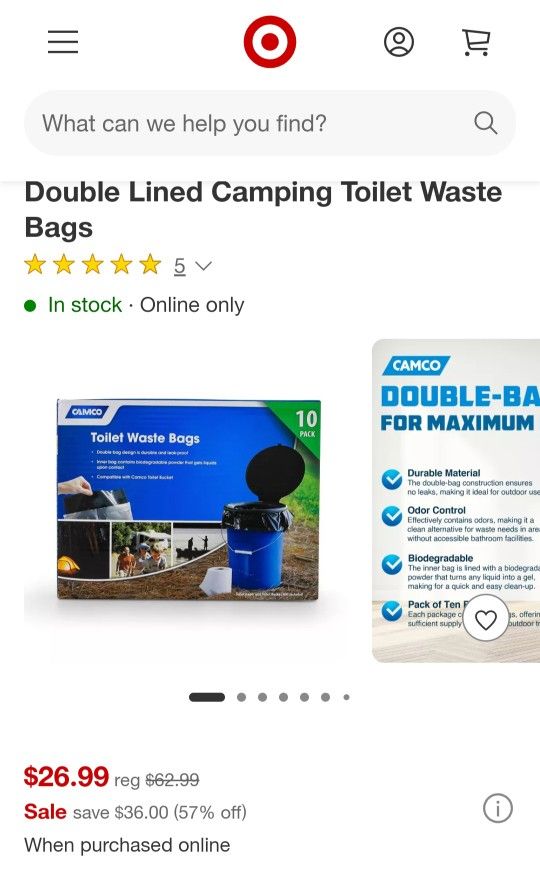 Camco 41548 10 Pack of Leak Proof Double Lined Camping Toilet Waste Bags
