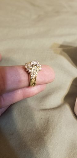 14K GOLD and diamond engagement or cocktail ring