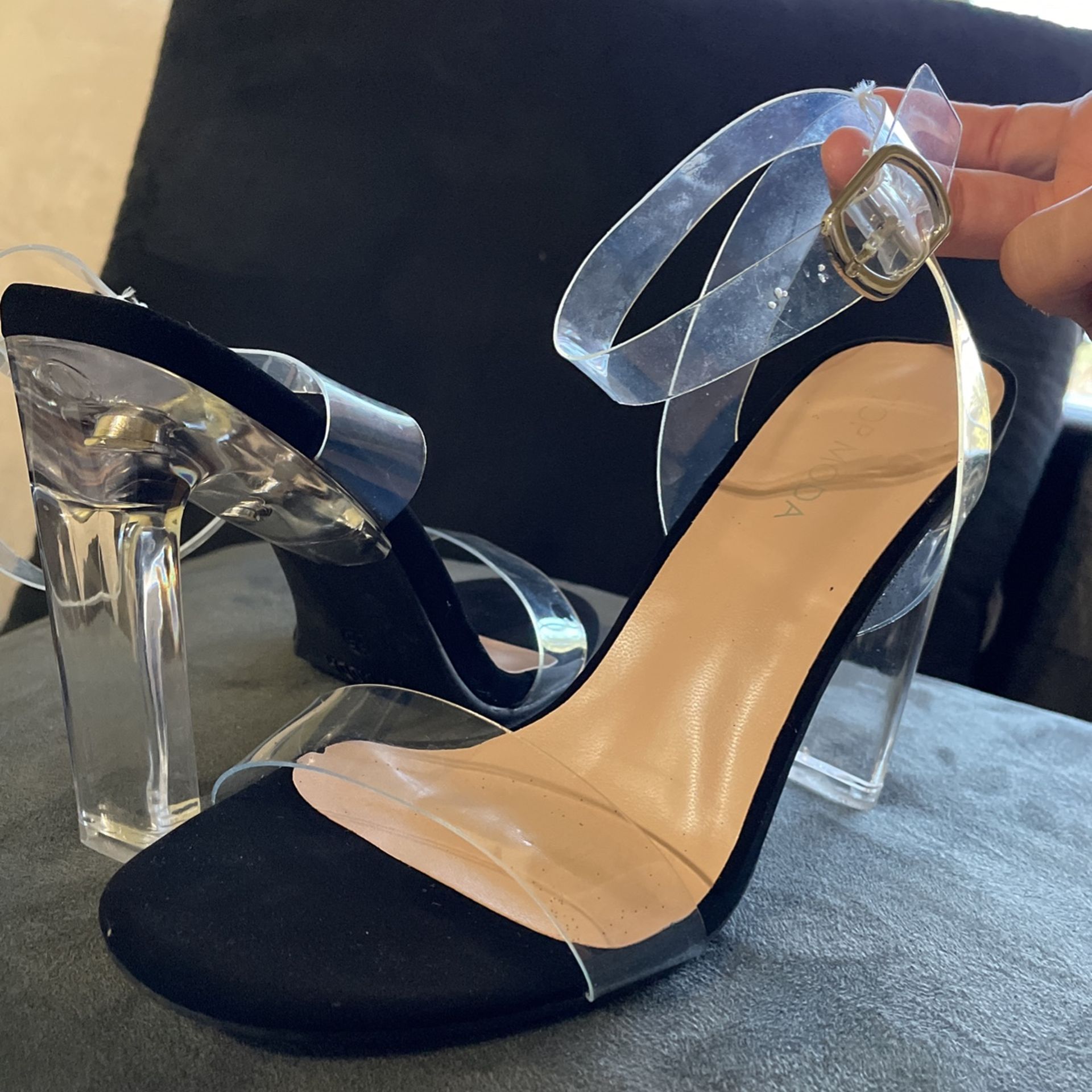 Clear Black Heels