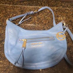 Michael Kors Blue Leather Crossbody Handbag