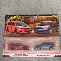 Hot Wheels Subaru and Lancer 2 Pack