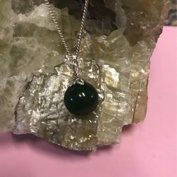 African Jade Pendant With  Sterling Silver Chain