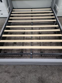 Bed Frame with Wood Slats and Storage Baskets