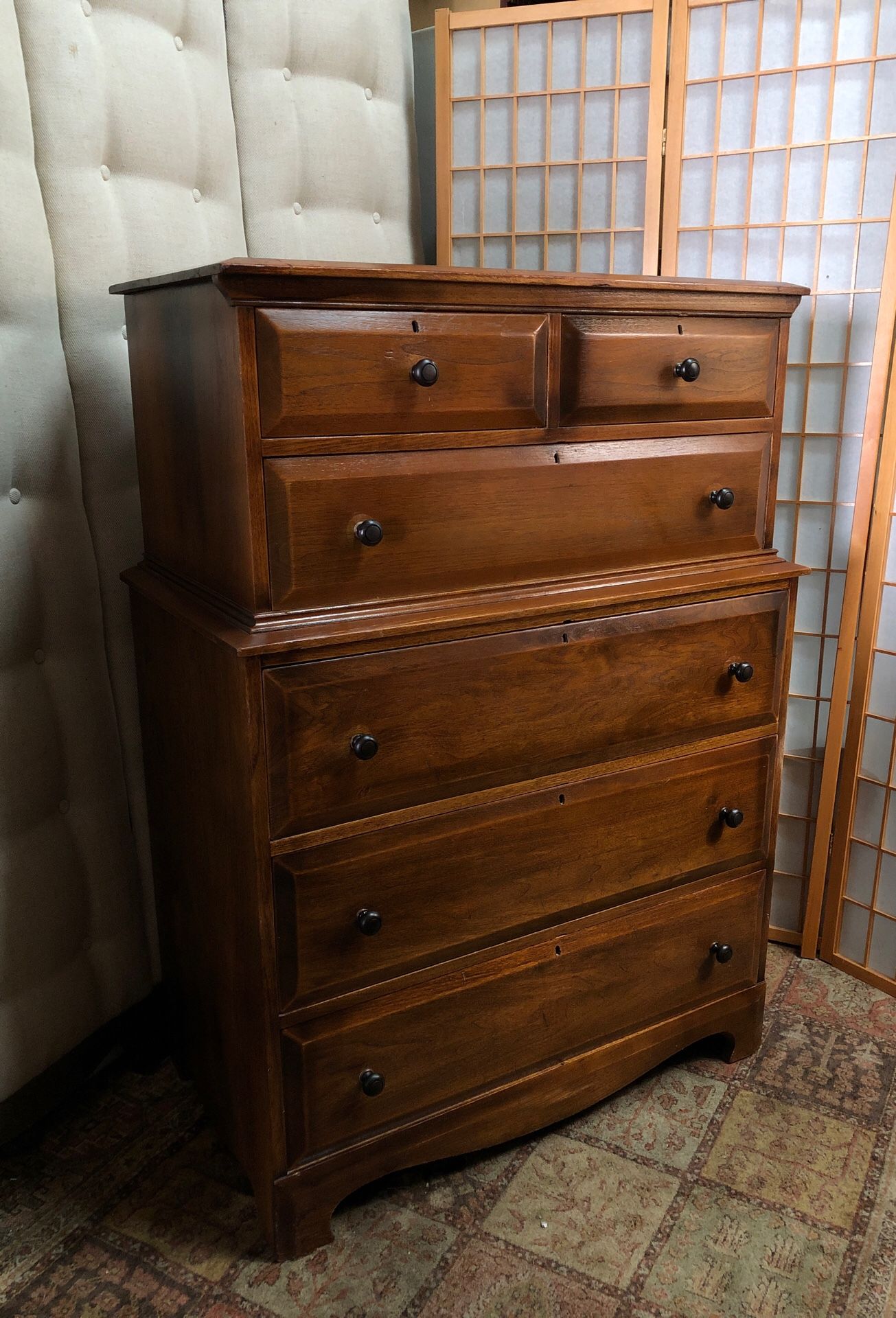 Vintage Solid Wood Dresser 6 Drawers 36w x 49h x 20d