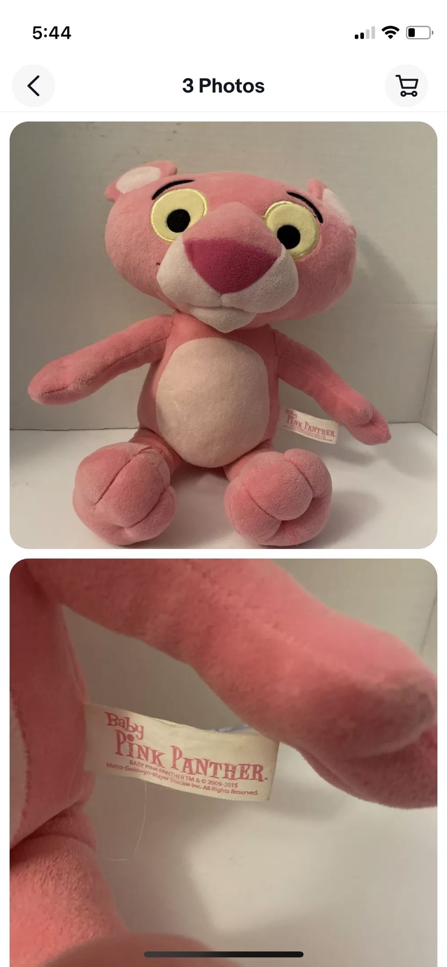 Baby Pink Panther Plush Stuffed Animal 11"  