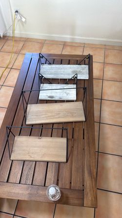 Rustic Wood & Metal Wall Shelves – Set of 4