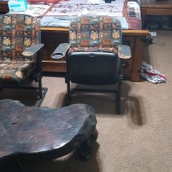 Theatre Chairs And Wood Table