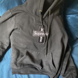 Black Supreme Box Logo Cross Hoodie