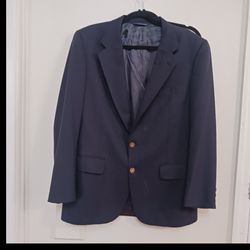 Burberrys Blazer Sportscoat Mens Navy Blue Gold Logo Button Wool Union M…