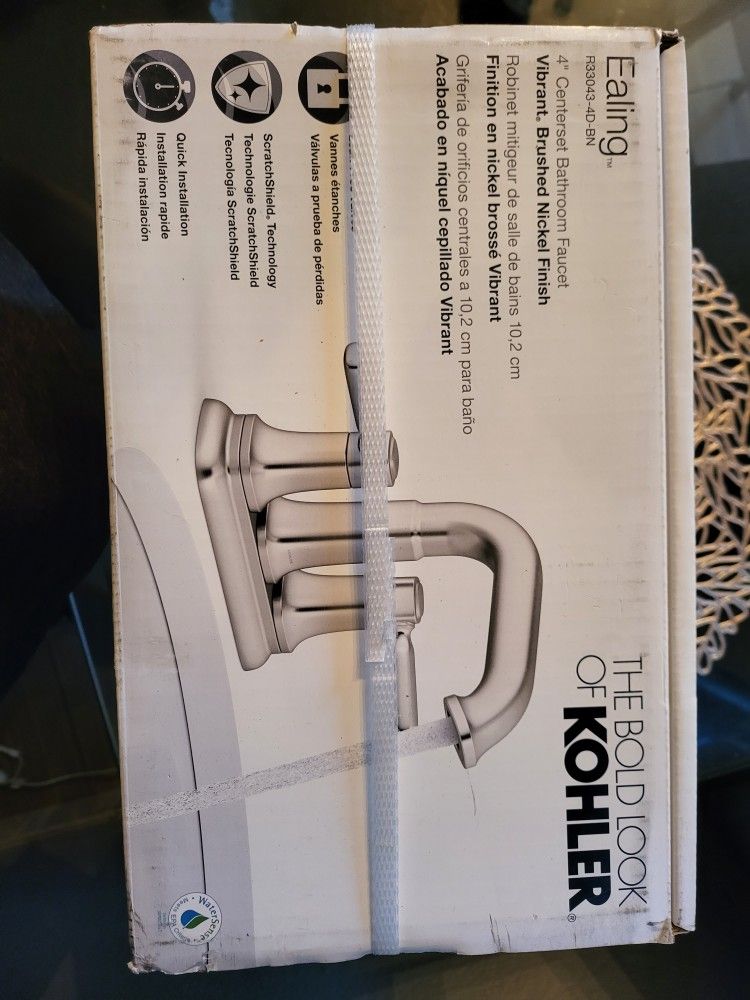 Kohler Ealing Vibrant Brushed Nickel 2 Handle 4 in centerset WaterSense Mid arc Bathroom Sink Faucet with Drain