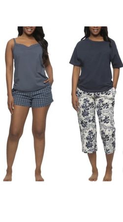 NWT Women's FELINA 4 Piece Tank, Shirt, Shorts, Capri Pajama Set Size L