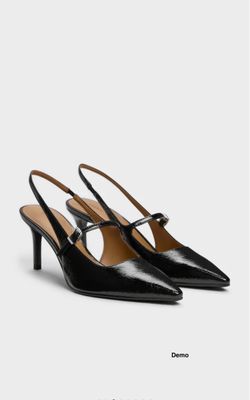 Charles&Keith Pointed Slingback Mary Jane Pumps - Black (EU35)