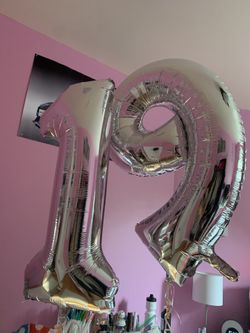 Helium “number 19” silver foil balloons