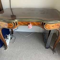 Antique Napoleon III Ormolu Mounted Tulipwood Bureau Plat Writing Desk 