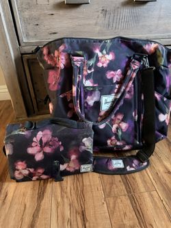 Herschel Floral Diaper Bag And Changing Mat