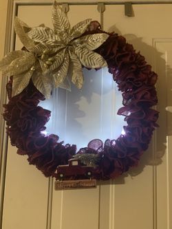 Lighted Red Truck Wreath