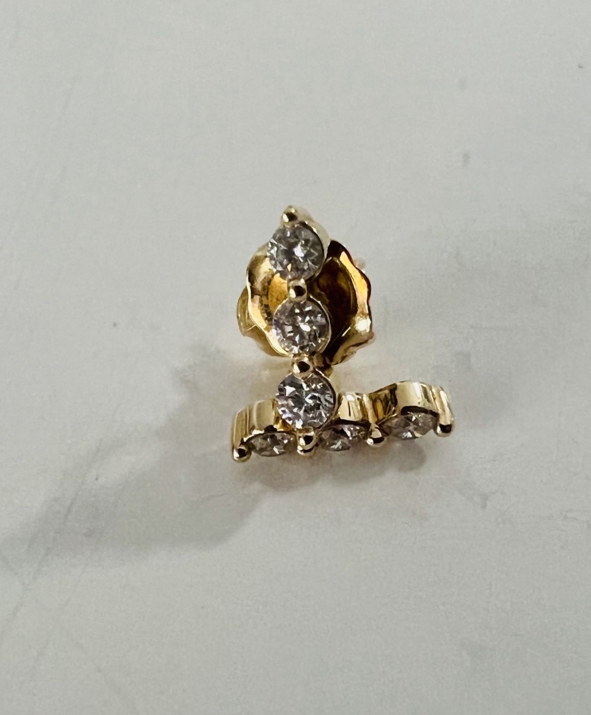 14K Solid Gold Diamonds π Earring For Wedding