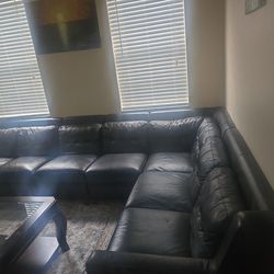 4 Seater By 3 Seater Leather Couch For Sale