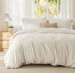 Bedsure Textured Duvet Cover King Size - Cotton-Like Polyester Jacquard Duvet Cover Set for All Seasons - 3 Pieces Elevated Textured Dobby Soft Beddin