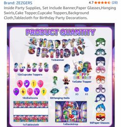 $15 Inside Out party decor Packet