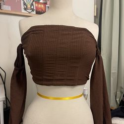 Brown tube top with sleeves