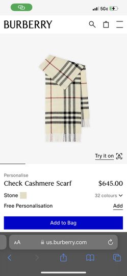Burberry Check Cashmere Scarf