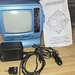 Compact Portable 5" Black and White Television with Am/Fm Radio