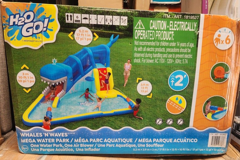 H20 Go Mega Water Park Whaleand Waves Used Once 13ftx10ft