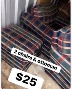 2 chairs  and foot ottoman MUST GO ((( $25 )))))