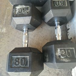 80 LB  Rubber DumbBells