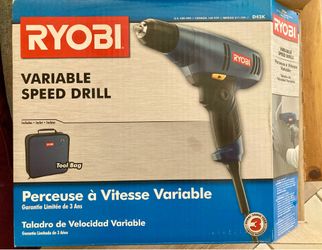 Corded electric drill with bag and many drill & screw bits