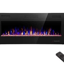 42IN Recessed and Wall Mounted, The Thinnest Fireplace, Low Noise, Fit for 2 x 6 and 2 x 4 Stud, Remote Control with Timer, Touch Screen, Adjustable F