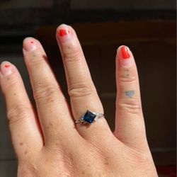 Sapphire Blue Ring with Diamond Accents 