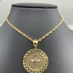 0k Gold Ankh Charm With Chain. Package Deal 