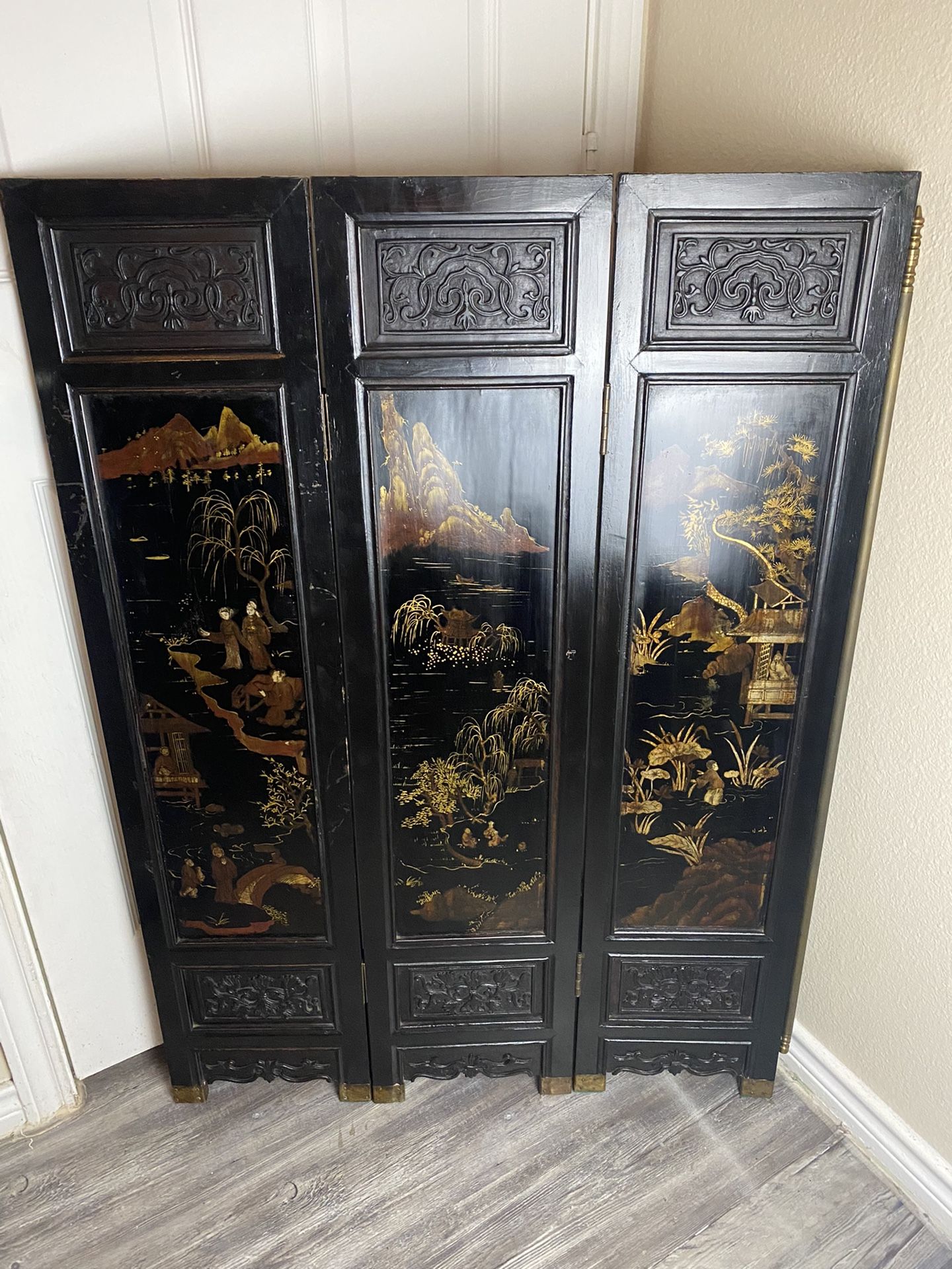 Vintage Asian screen room divider set of 2