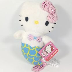 Hello Kitty 8" Mermaid Plush NWT Sanrio Fiesta 2017 Glitter Bow Stuffed Animal