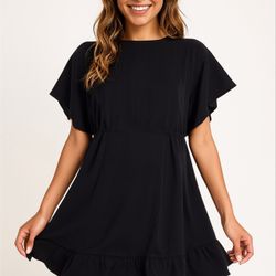 Zara Women's Lyocell Short Dress Silky Soft Black Sz L NWT