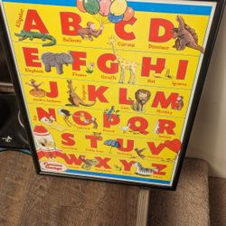 SUPER COOL CURIOUS GEORGE ABC FRAMED PICTURE MAKE OFFER LIKE NEW
