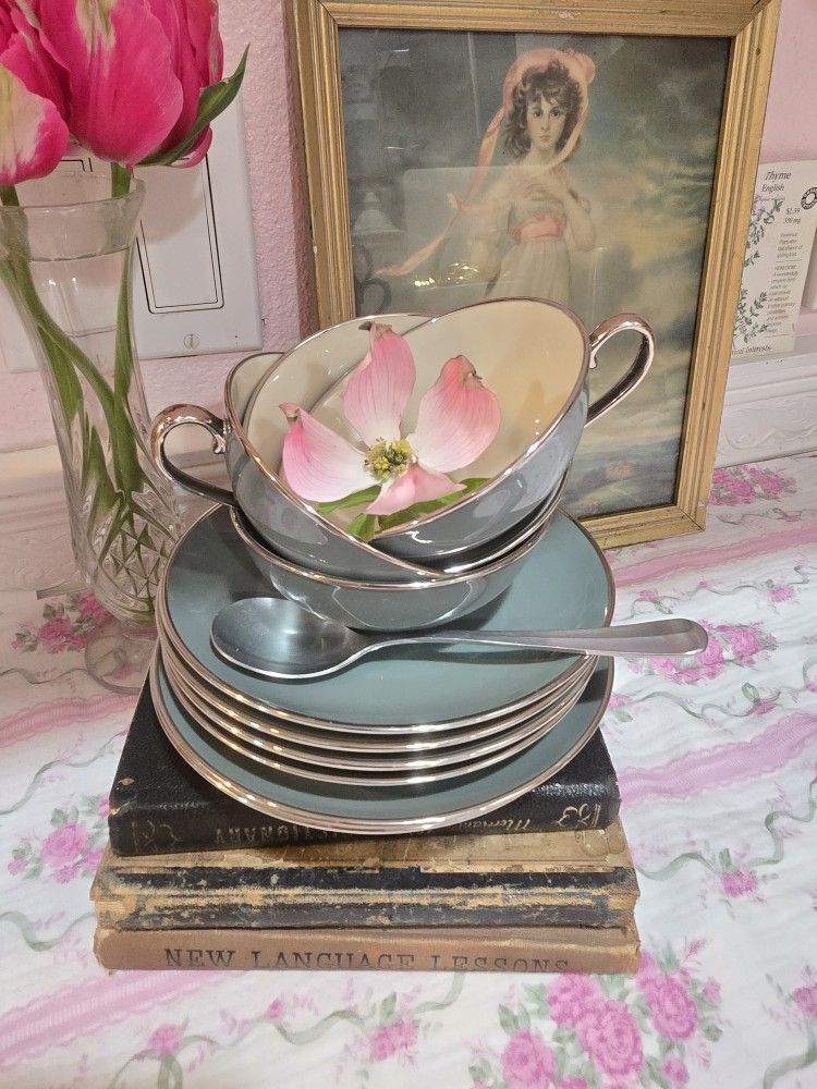 Vintage Franciscan Fine China Teal Tea Set – Mid Century Modern