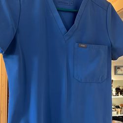 FIGS XS Light Blue Scrub Top 