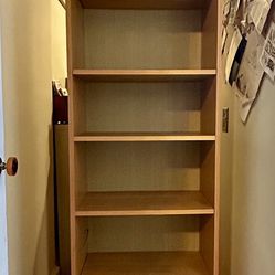 Wood Bookcase Adjustable Shelves 
