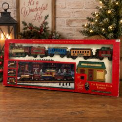 A Wonderful Holiday Bedford Falls Express Vintage Train Set Station Sound Boxed