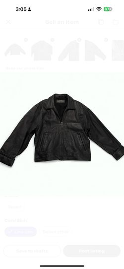 Vintage Carmel Genuine Leather Zip Jacket – Black (L)