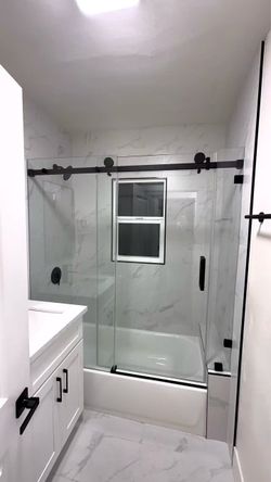 60" x 76" Sliding Shower Door - 10mm Tempered Glass - Brand New