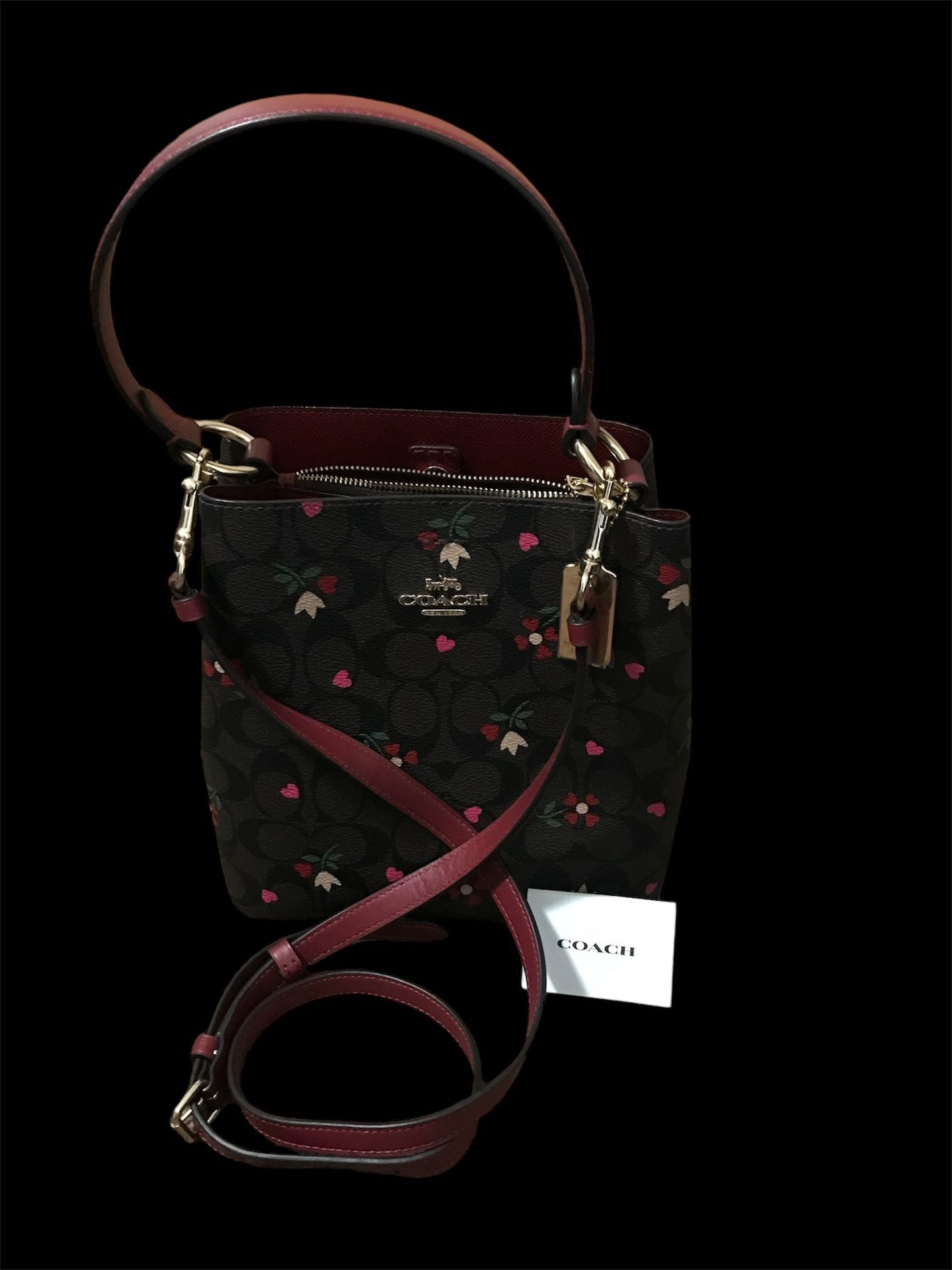 COACH Small Town Bucket Bag In Signature Canvas With Valentine Heart Petal Print